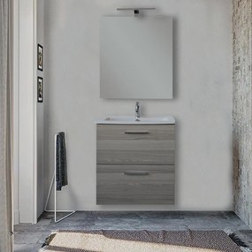 Mobile bagno Vitra Mia 60 cm rovere scuro con specchio e lampada Led