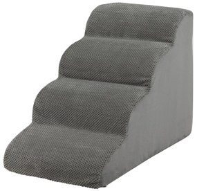 Costway Rampa per cani con 4 scalini in schiuma con copertura lavabile, Gradini antiscivolo per animali domestici Grigio