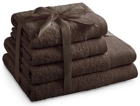 Set di asciugamani per viso e corpo tipo terry marroni in cotone 4 pz Amari – Restilo