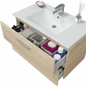 Mobile Da Bagno Sospeso 80 Cm 2 Cassetti Con Lavabo Nexa Rovere Canadian