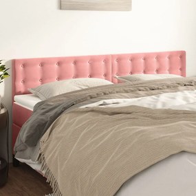 Testiera 2 Pz Rosa 90x5x78/88 Cm İn Velluto /
