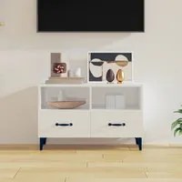 Mobile Porta TV Bianco Lucido 80x36x50 cm in Legno Multistrato cod 11603