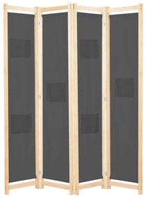 Divisorio A 4 Pannelli Grigio 160x170x4 Cm İn Tessuto /