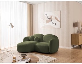 Divano angolare verde (con penisola a sinistra/con chaise lounge) con rivestimento in bouclé Orbit – Ropez