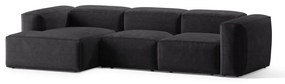 Divano angolare grigio scuro (con penisola a sinistra/con chaise lounge) con rivestimento in velluto a coste Bergamo – Cosmopolitan Design