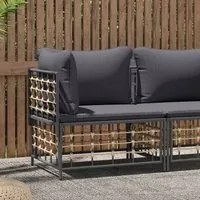 Divano Angolare da Giardino con Cuscini Polyrattan Grigio Scurocod mxl 94693