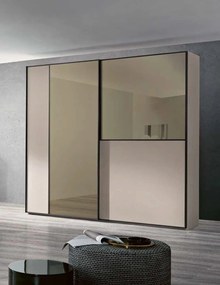 Armadio Moon 2 ante scorrevoli linea Domino finitura Cachemire e Specchio Bronzo