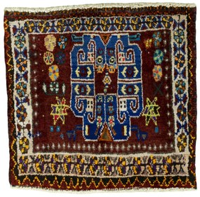 Shiraz Tappeto 50 x 50 Rosso (Iran) Annodato A Mano