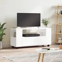 Mobile Porta TV Bianco Lucido 102x34,5x43 cm Legno Multistrato 833744