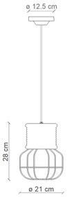 Lampadario Industrial Ferro E Ceramica Con Rete Vintage Arancio 1 Luce E27