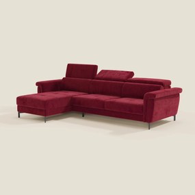 Capri Divano letto angolare con penisola contenitore e poggiatesta reclinabili - elegante tessuto smacchiabile T30