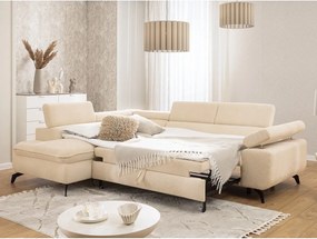 Divano angolare color crema (con penisola a sinistra/a L) con rivestimento in ciniglia Marbeya – Ropez