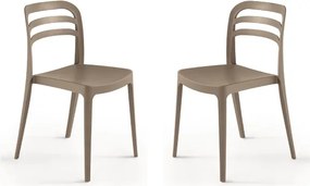 Sedia da giardino in polipropilene impilabile - DJANGO TORTORA 2 pezzi