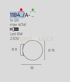 Applique ottone sat. 1 luce vetro rame 1184os-a-ra