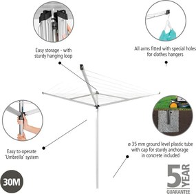 Stendino da giardino argentato 30 m Essential – Brabantia