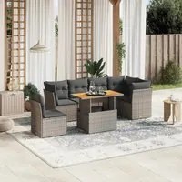 Set Divani da Giardino 7 pz con Cuscini Grigio in Polyrattan 3270857