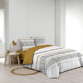 Set copripiumino e federa color senape/bianco in cotone per letto matrimoniale ed esteso 240x220 cm Chicago – douceur d'intérieur