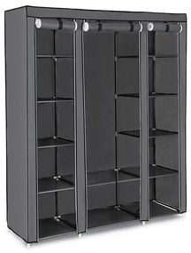 Armadio in tessuto con ripiani e barra appendiabiti MATIS 150x175 cm grigio