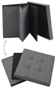 Sgabello pieghevole con contenitore grigio scuro in simil lino