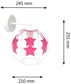 Applique per bambini STARS 1xE27/15W/230V rosa/bianco