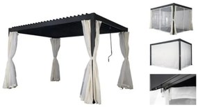Pergola in alluminio 3x3 mt con tende zanzariere e lamelle orientabili antracite