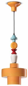Sospensione Piccola Tonda Vintage Decò Lariat Ceramica Giallo 1 Luce E27