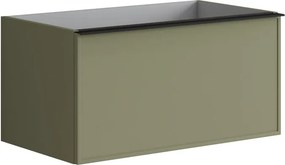 Mobile da bagno sospeso sotto lavabo L 80 x H 40 x P 45.5 cm verde salvia, 2 cassetti Pixel frame