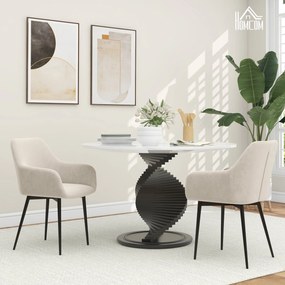 Set 2 Sedie Imbottite Stile Nordico 54x57x80 cm Tessuto Effetto Velluto Crema...