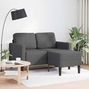 Divano 2 Posti Con Chaise Longue A L Grigio Scuro 125cm İn Lino /