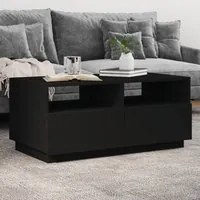 Tavolino da Soggiorno con Luci LED Nero 90x49x40 cm 839834