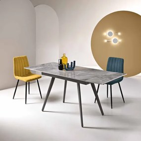 Tavolo con piano effetto Marmo Grigio base metallo allungabile fino a 180 cm ORESTE