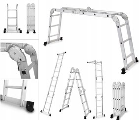 Scala multifunzionale in alluminio 4 x 3 gradini - 125 kg