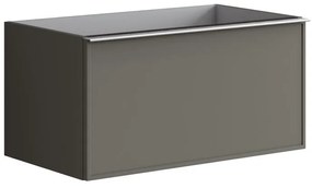 Mobile da bagno sotto lavabo Pixel frame frontale grigio carbone e maniglia alluminio brillante laccato opaco L 80 x H 40 x P 45.5 cm 1 cassetto, lavabo non incluso