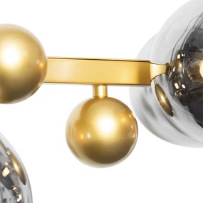 Lampadario Art Déco oro con vetro fumé 8 luci - DAVID