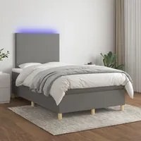 Letto a Molle Materasso e LED Grigio Scuro 120x200cm in Tessuto cod mxl 60003