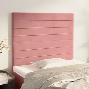 Testiera 2 Pz Rosa 90x5x78/88 Cm İn Velluto /