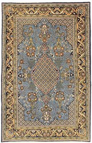 Ghom Tappeto 140 x 220 Blu (Iran) Annodato A Mano