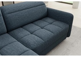 Divano angolare blu allungabile/con contenitore (con penisola a sinistra/a L) e rivestimento in velluto Barea – ELTAP