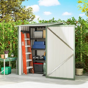 Casetta da Giardino Porta Attrezzi 100x104x160 cm con Porta in Acciaio Galvanizzato Verde Chiaro...