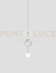 Oto sospensione peaa bianco rigadin nickel satinato 1 luce attacco g9