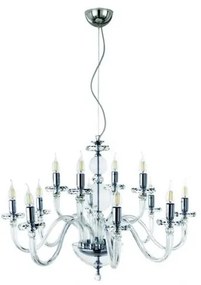 Lampadario in vetro bach 12 luci lp.bach-12sp-cr cromato