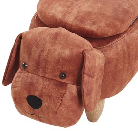 Pouf animaletto in velluto marrone DOGGY Beliani
