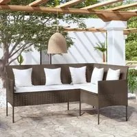 Divano a Forma di L con Cuscini in Polyrattan Marrone cod mxl 71040