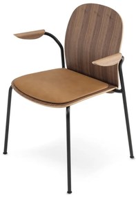 Sedie da pranzo in set marroni/marrone cognac con effetto noce con braccioli/impilabili 2 pz Book – Gazzda