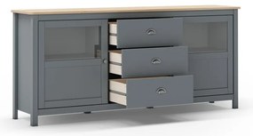 Cassettiera verde polveroso in pino massiccio 180x80x40 cm Misti – Marckeric