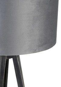 Lampada da terra treppiede nero con paralume grigio 50 cm - Tripod Classic