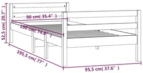 Giroletto Grigio 90x190 cm in Legno Massello di Pino