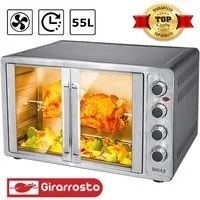 Forno Fornetto Elettrico Ventilato 55 lt 2200 W Luce Doppia Porta Girarrosto