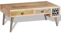 Tavolino Salotto con Cassetti Legno Massello Mango 105x55x41 cm 244016