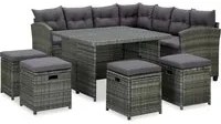 Set Divani da Giardino 6 pz con Cuscini in Polyrattan Grigio cod mxl 37778